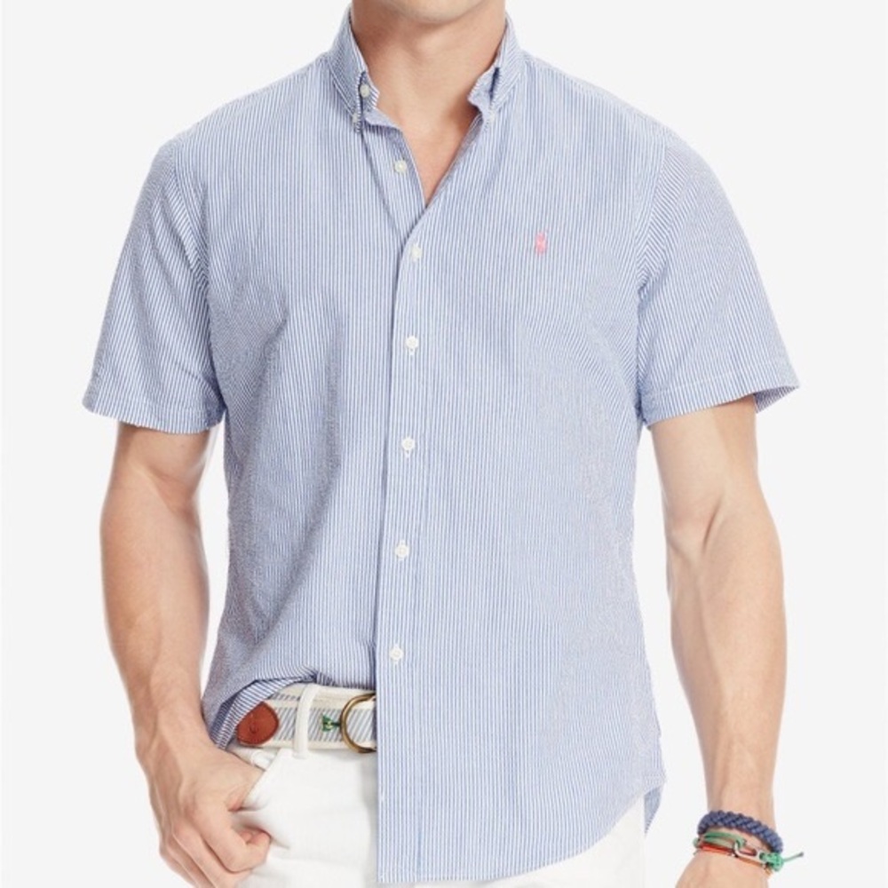 Polo Ralph Lauren - Mens M Classic Fit - Blue Seersucker SS